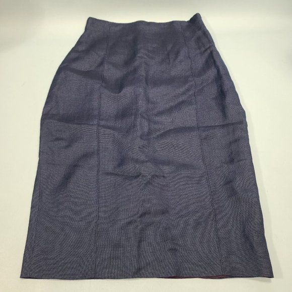 Burberrys Vintage 24" Navy Blue Linen Blend Pencil Skirt Women's Size 2 USA